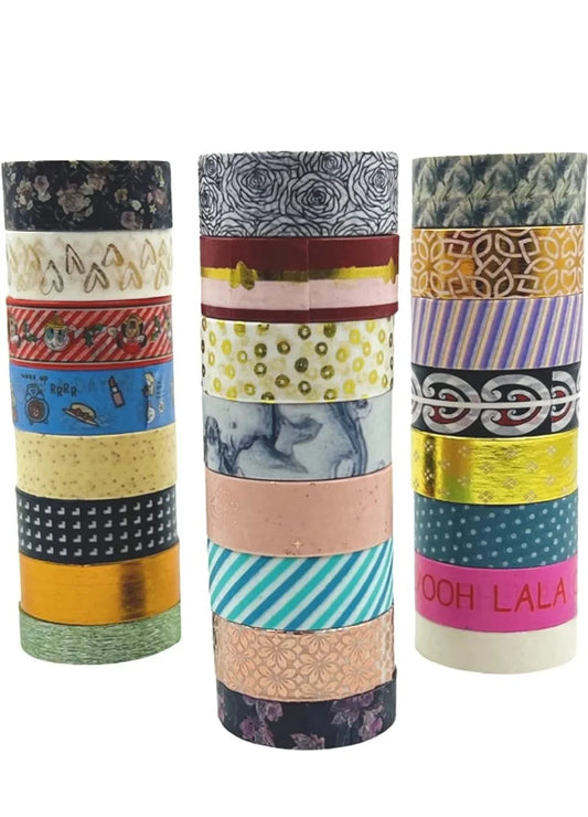 24 Rolls Decorative Floral Japanese Pastel Seasonal Art Holiday Craft Wide Skinny and Thin Scrapbook Washi Tape Set (21 Rolls- 15mm, 3 Rolls-10mm)