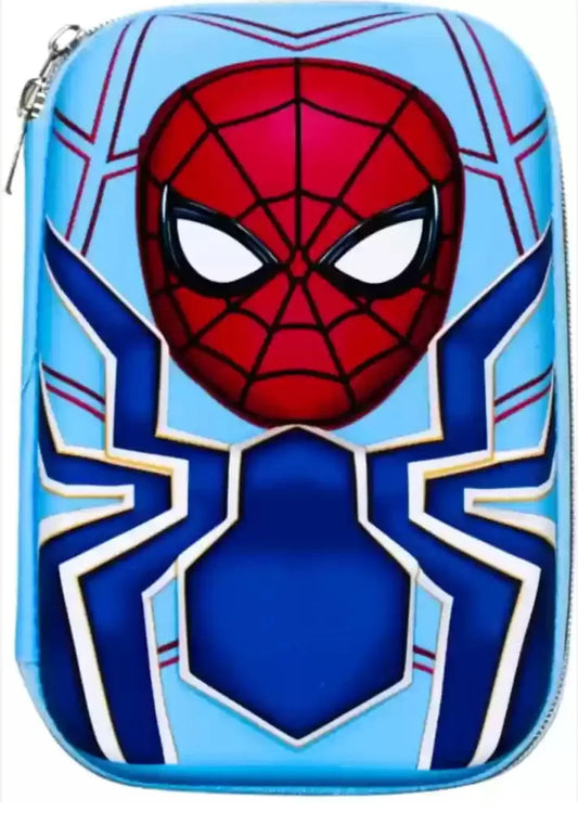 3D Embossed Avenger Spiderman Marvel Avenger End Game Super Hero Action Figure Design Pencil Case with Compartments, Pencil Pouch for Kids,Stationery Box, Cosmetic Zip Pouch Bag