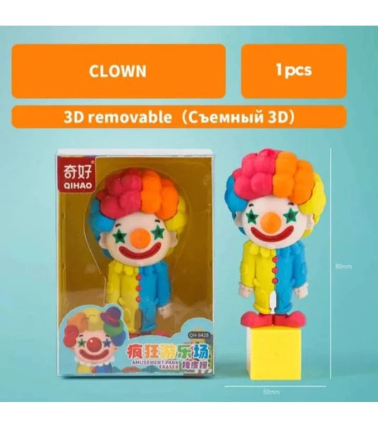 Amusement Park Eraser Set ,Fency & Cute Erasers for Boys & Girls , Collectible Characters