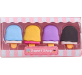Cute Colorful Mini Ice Cream Shape Rubber Pencil Erasers Pack of 4