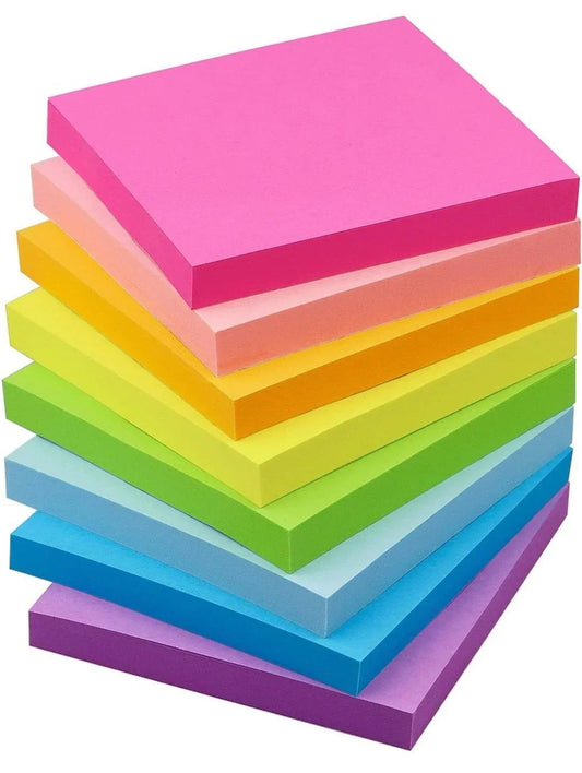 Sticky Notes Pad | Assorted colours | Pack of 3 (100 Sheets each