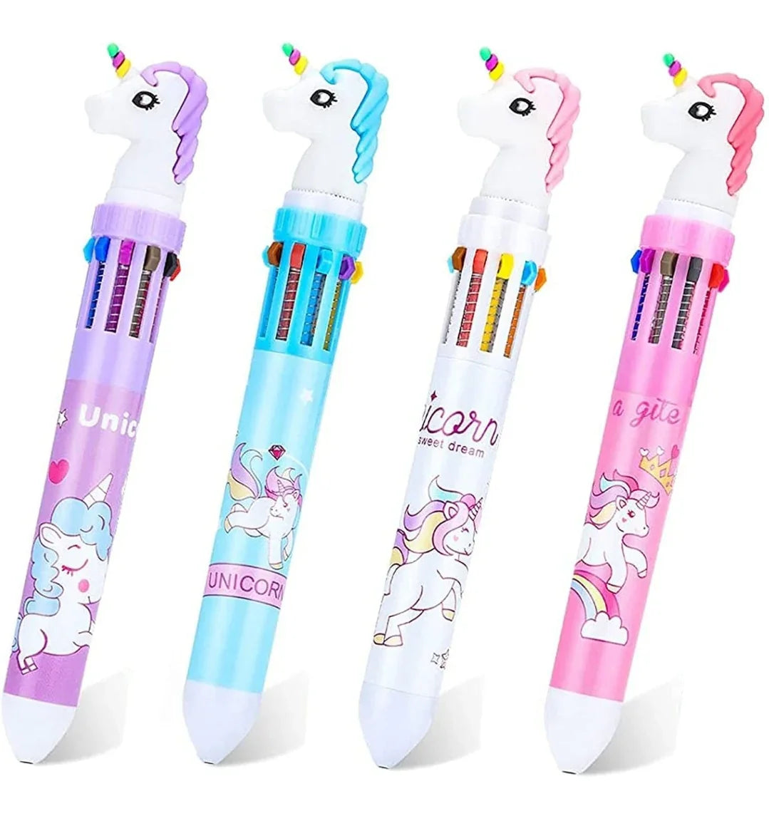 10 In 1 Unicorn Ball Pen I Ballpoint I Ball Pen I Gel Pen I Pen I Writing Tool (Pack Of 4|Random Color)
