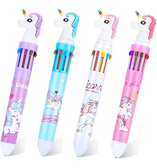 10 In 1 Unicorn Ball Pen I Ballpoint I Ball Pen I Gel Pen I Pen I Writing Tool (Pack Of 4|Random Color)