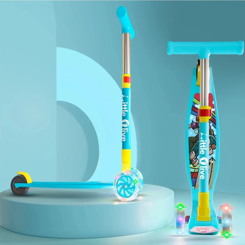 Little Olive Tikes 4 Level Height Adjustable Scooter for Kids with LED Lights (Blue) - Refurbished