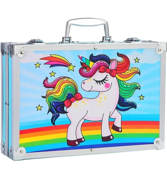 Art Supplies Set for Kids, 2 Layers Drawing Supplies (Blue Unicorn.)