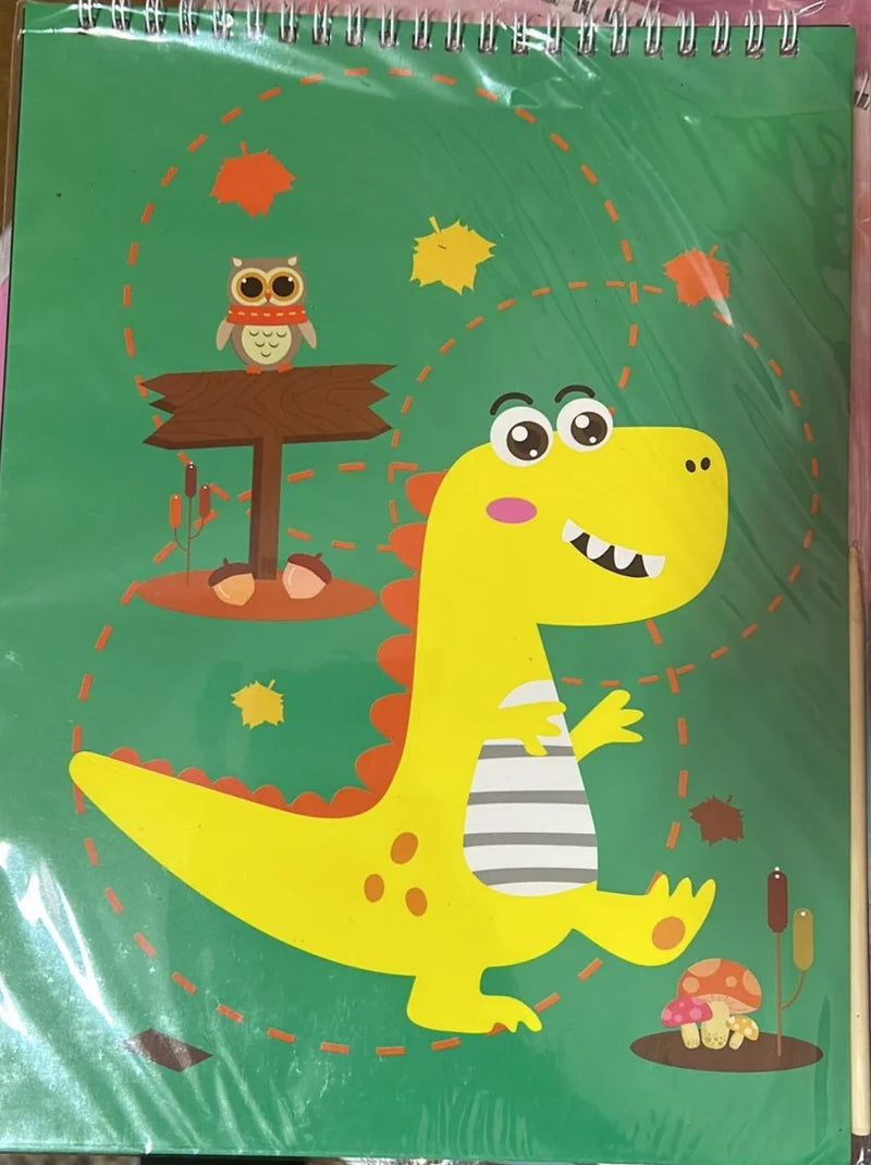 Cartoon Rainbow Scratch Paper Note, DIY Art Book with Wooden Stylus Scratching Tool for Kids