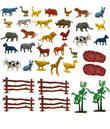 Animal Figure Toy Set of 31 Pcs|Farm & Jungle Animal Figure Playsets with Artificial Tree & Fencing