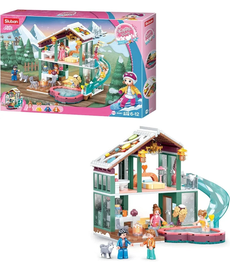 Playzu Sluban Happy Diary (Winter Travel in Snow) - Resort 439 Pcs Building Blocks Kit for Boys and Girls Aged 6 Years and Above