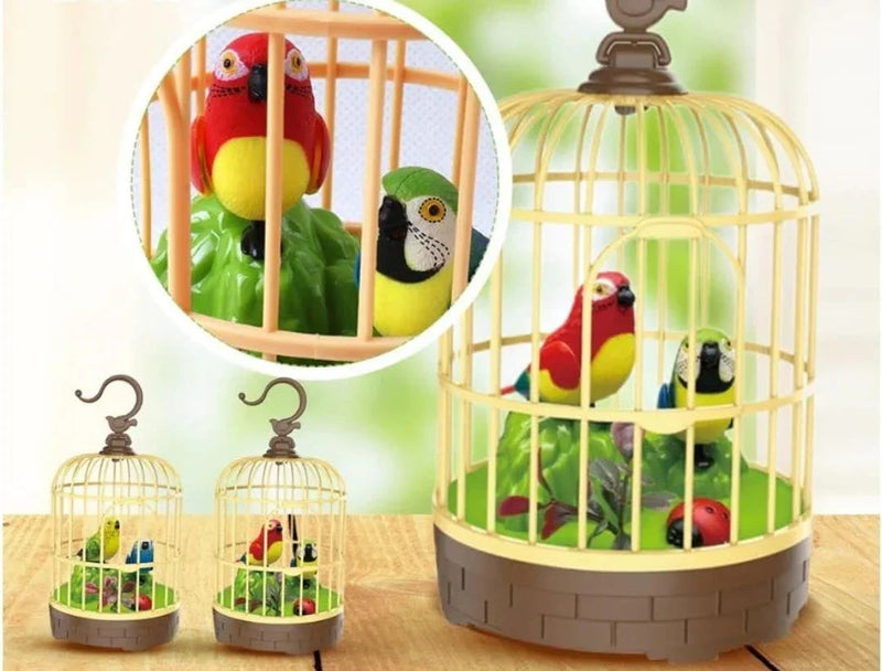 GRAPHENE Singing Moving Chirping Beautiful Electronic Bird Pet Toy in Cage Hanging cage with Music Singing Moving Chirping for Kids for Home Decor/Living Room/Garden (Multicolour)