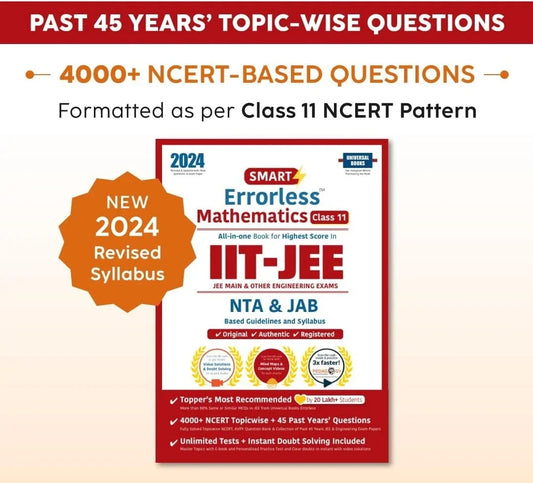 Smart Errorless Maths JEE(Main) Class 11 (2024) - NCERT Based | 6000+ NCERT & New Pattern Questions | 45 Past Years Papers