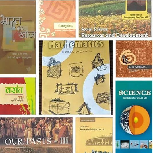 NCERT TEXTBOOK 9 BOOK SET FOR CLASS- 8TH (Vasant-3,Bharat ki khoj,Honeydew,Maths,Science,Its So happened, Resources and Development,Our Past-3,Social and Political Life-3)