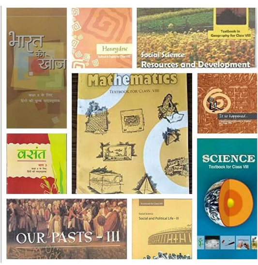 NCERT TEXTBOOK 9 BOOK SET FOR CLASS- 8TH (Vasant-3,Bharat ki khoj,Honeydew,Maths,Science,Its So happened, Resources and Development,Our Past-3,Social