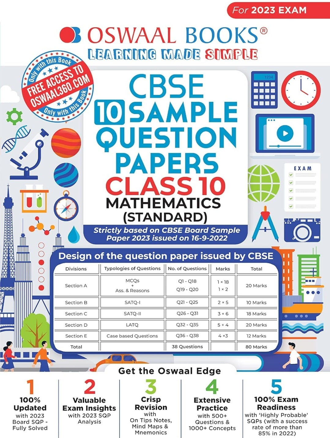 Oswaal CBSE Sample Question Papers Class 10 Mathematics Standard Book for 2023 Board Exam (based on CBSE Sample Paper released on 16th September)