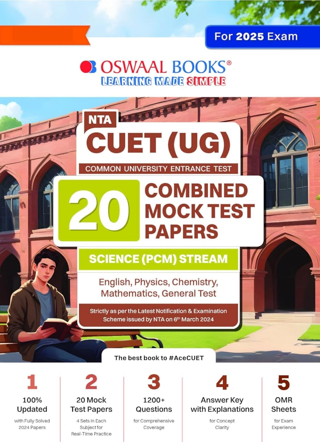 CUET (UG) 20 Combined Mock Test Papers Science (PCM) Stream (English, Physics, Chemistry, Mathematics, General Test) For 2025 Exam