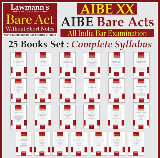 AIBE Bare Acts without Notes | 25 Books Set Combo | Full Syllabus with 50+ Acts with New Criminal Laws BNSS, BNS, BSA | As per Bar Council of India Gu