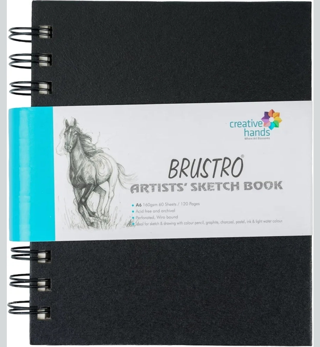 Brustro Artist's Small Wiro Bound Sketch Book | A6 Size, 120 Pages, 160 GSM