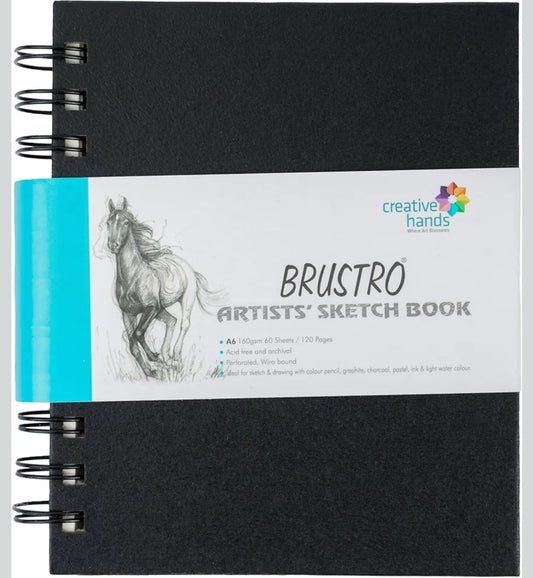 Brustro Artist's Small Wiro Bound Sketch Book | A6 Size, 120 Pages, 160 GSM