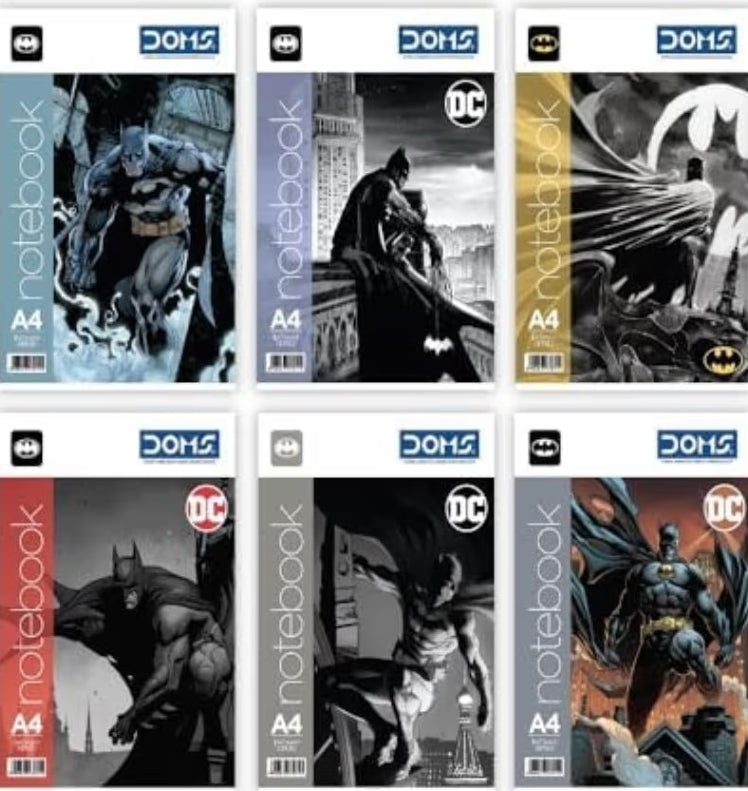 DOMS Single Line Notebook | A4 DC Series| BATMAN Series| 172 Pages Pack of 6