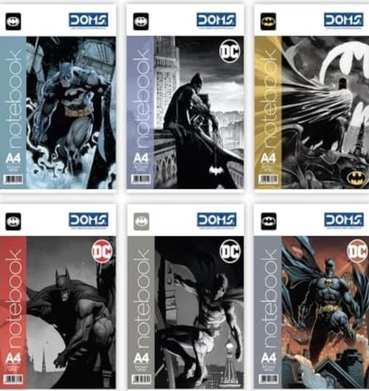 DOMS Single Line Notebook | A4 DC Series| BATMAN Series| 172 Pages Pack of 6