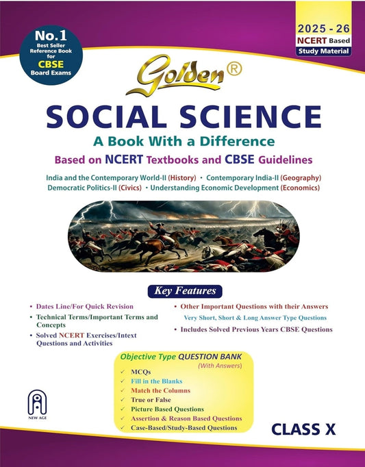 Golden Social Science Study Material Based on NCERT for Class-10 | For CBSE 2026 Board Exams | Objective Type Question | Solved NCERT Exercises | Prev