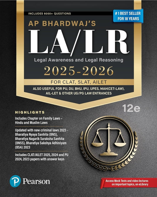 LA/LR Legal Awareness and Legal Reasoning (2025-26) | For CLAT, SLAT, AILET Also Useful for PU, DU, BHU, IPU, UPES, MAH (CET-LAW), ALL-LET & Other UG/