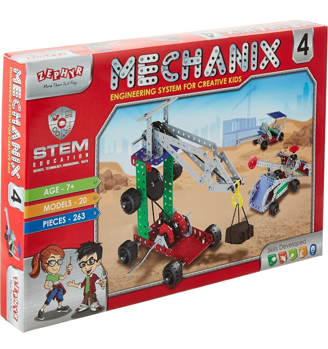 Mechanix-4, DIY STEM Toy, Building and Construction Set for Boys and Girls Age 7+ Years
