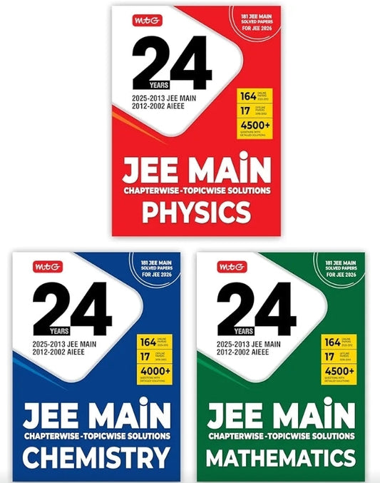 MTG 24 Years JEE MAIN (2025-2002) Chapterwise Topicwise Previous Years Solved Papers Chemistry PYQ Book For 2026 Exam (181 JEE Main ONLINE & OFFLINE P