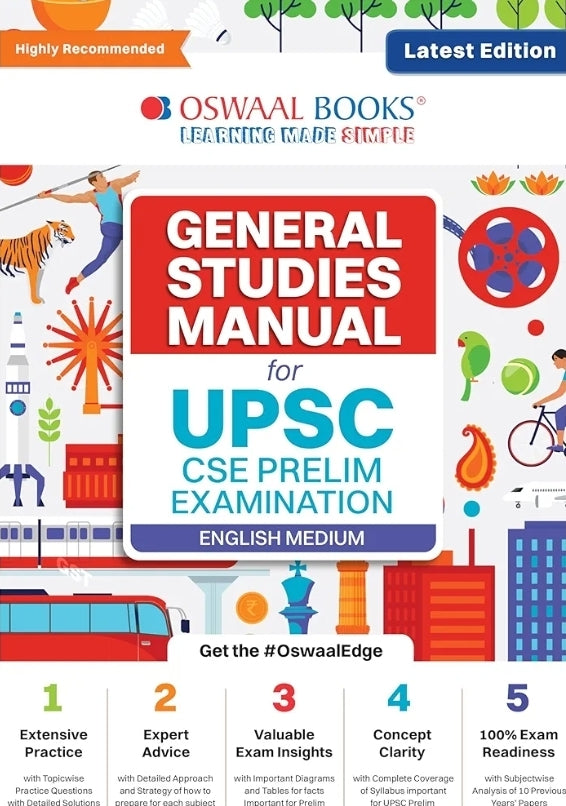 Oswaal General Studies Manual for UPSC CSE Prelim Examination | GS Book English Medium - Latest Edition