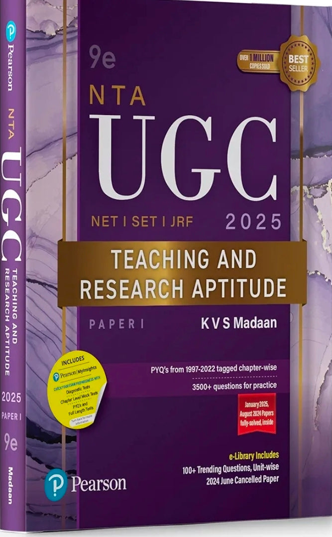 Pearson NTA UGC NET 2025 Paper 1 by KVS Madaan | Teaching & Research Aptitude | NET/SET/JRF | 3500+ Practice Questions | Unit-wise Previous Years’ Que