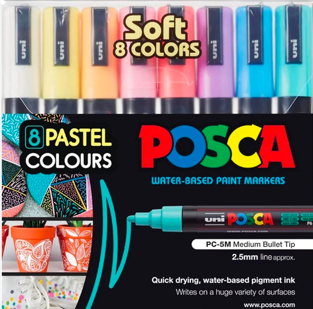 POSCA 5M 1.8-2.5 mm Bullet Shaped Paint Marker Pen | Reversible & Washable Tips | For Rocks Painting, Fabric, Wood, Canvas, Ceramic, Scrapbooking, DIY