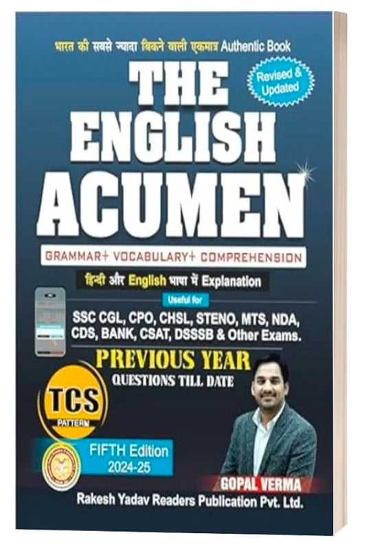 The English Acumen (5th Edition) for SSC CDS NDA BANK etc exams. Bilingual and descriptive content