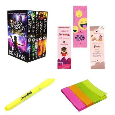 Percy Jackson Books set with free Bookmarks, Stickylabel and Highlighter