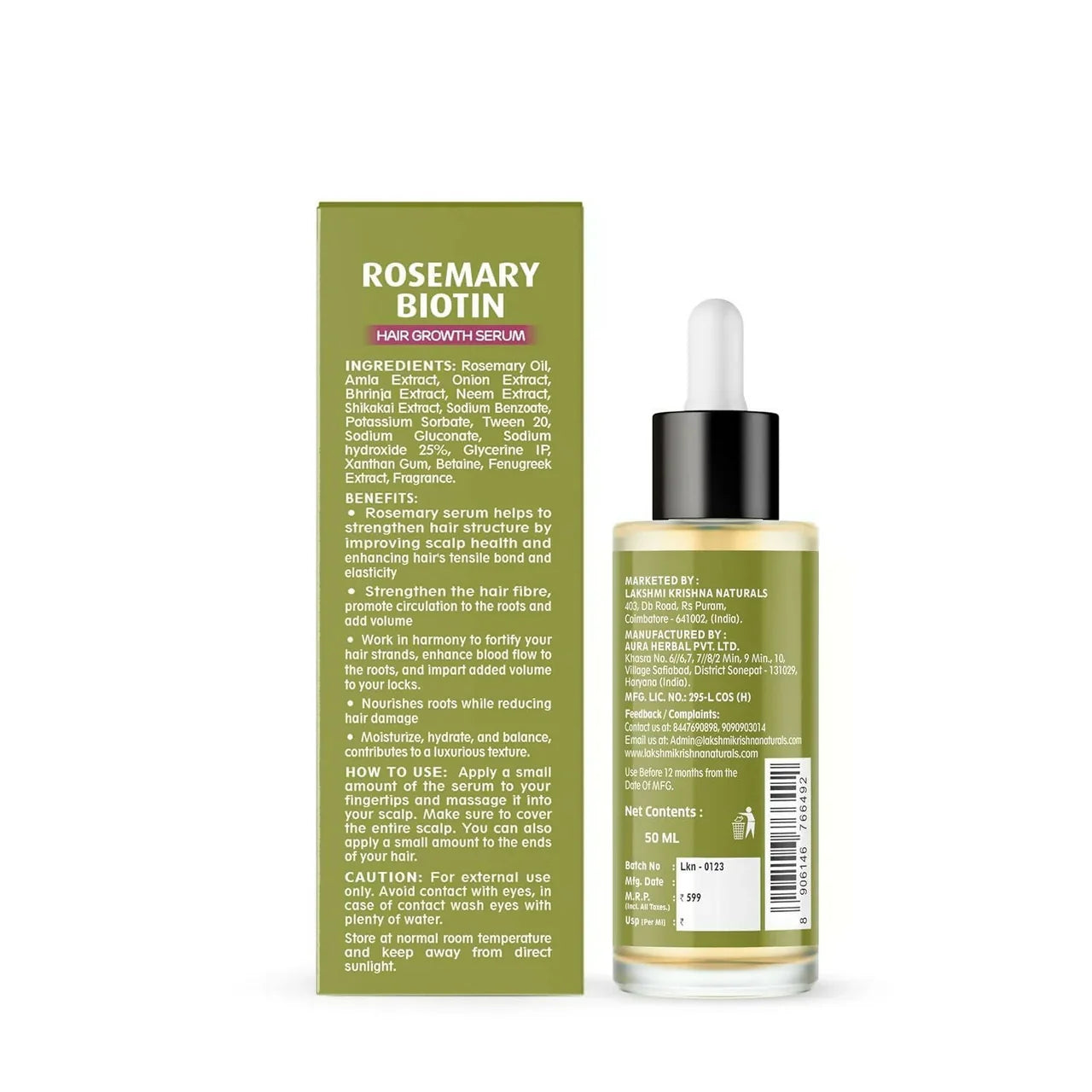 Lakshmi Krishna Naturals Rosemary Biotin Hair Growth Serum -50 ml image 3
