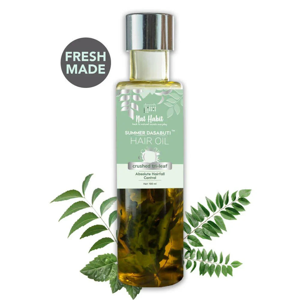 Nat Habit TriLeaf Hair Fall Control Summer Dasabuti Hair Oil -100 ml image 2