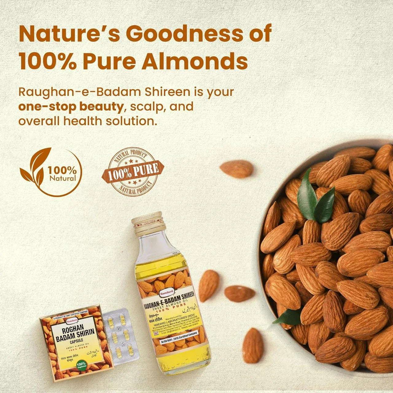 Hamdard Roghan Badam Shirin Sweet Almond Oil -50 ml image 2