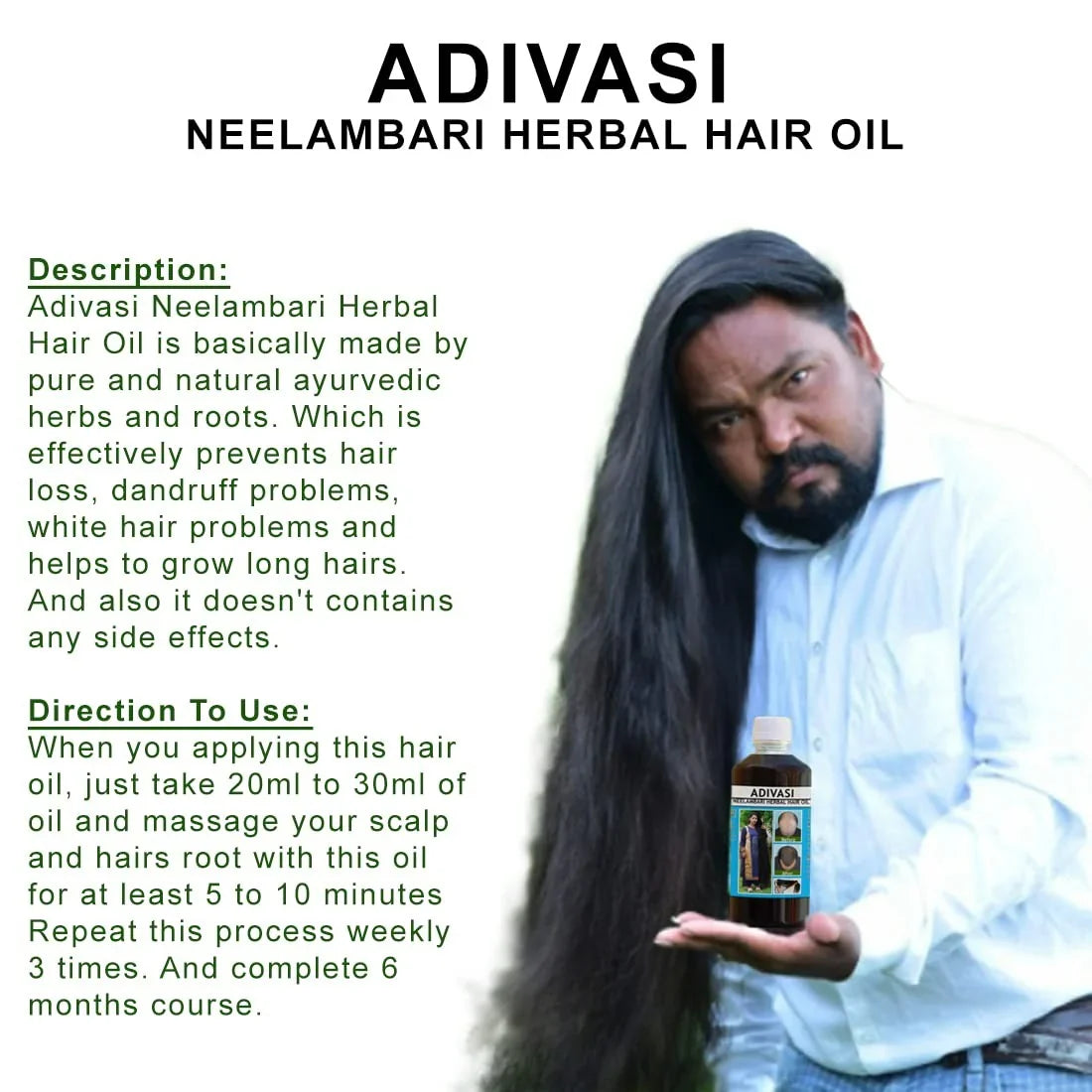 Neelambari Ayurvedic Hair Care Adivasi Neelambari Herbal Hair Oil 500ML image 3