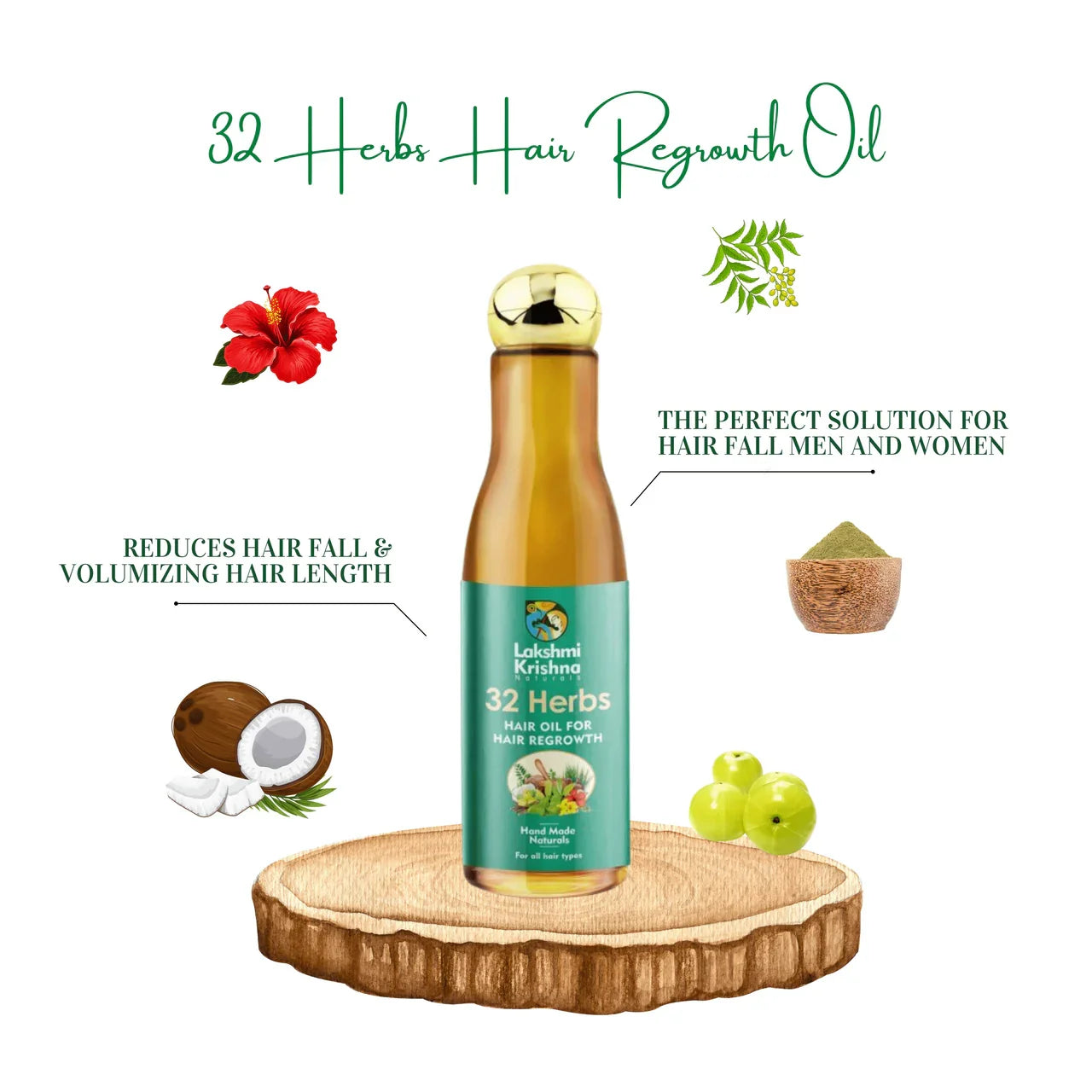 Lakshmi Krishna Naturals 32 Herbs Hair Oil for Hair Regrowth -200 ml image 2