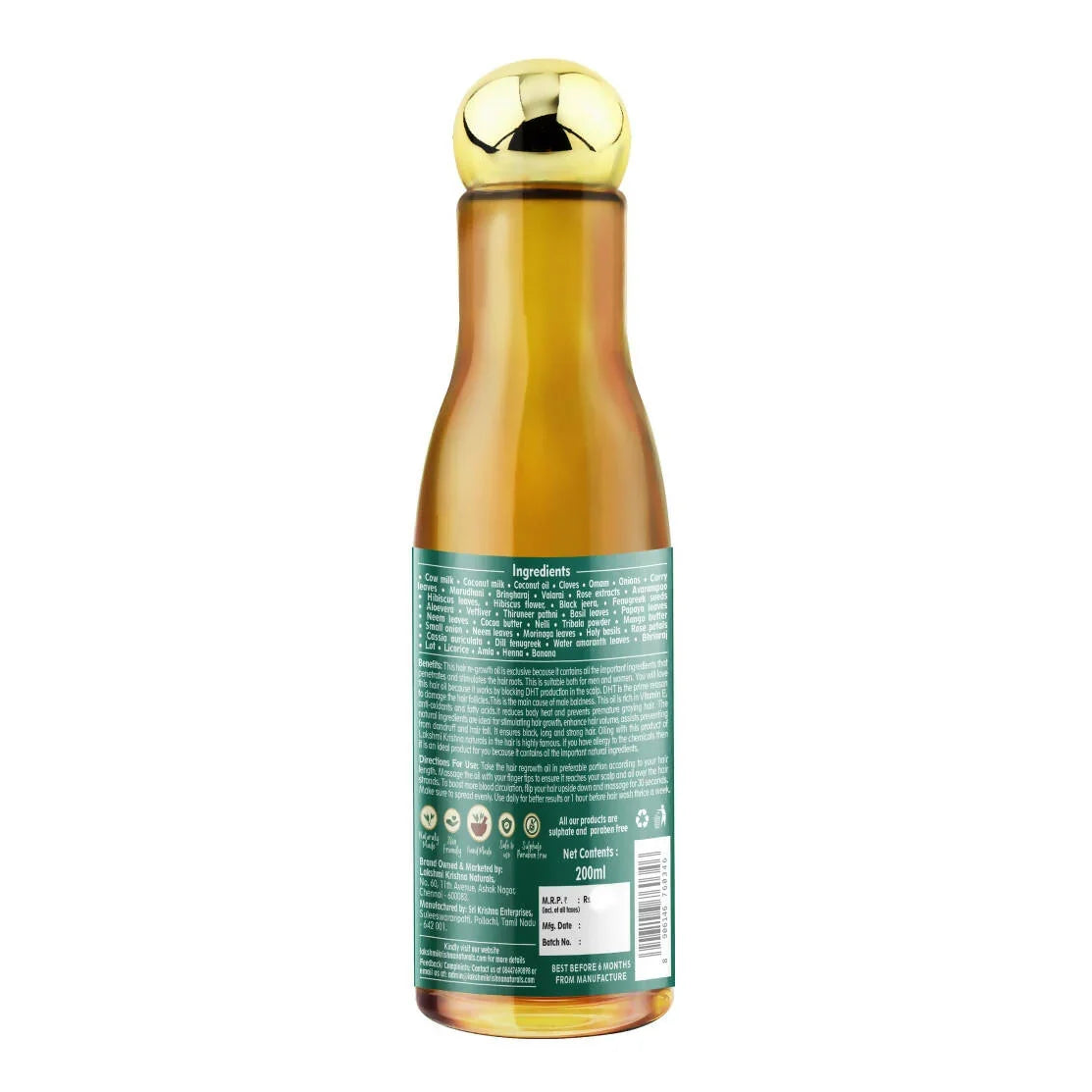 Lakshmi Krishna Naturals 32 Herbs Hair Oil for Hair Regrowth -200 ml image 4