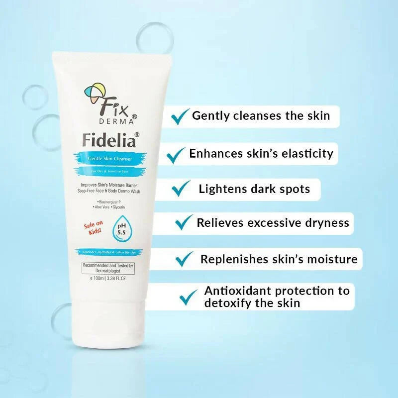 Fixderma Fidelia Gentle Skin Cleanser For Dry & Sensitive Skin -100 ml image 3