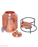 Copper Art Hammered Copper water dispenser (Matka/Pot) Container Pot Water Tank 5000 ML with 1 copper glass and Stand for Home image 2