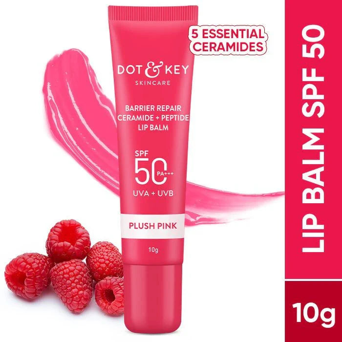 Dot & Key Barrier Repair Ceramide & Peptide SPF 50 Lip Balm - Plush Pink, UVA+UVB -10 gm image 2
