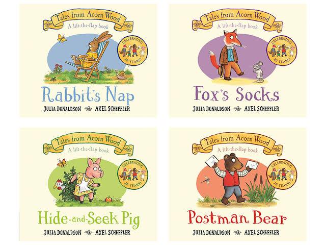 Tales from Acorn Wood by Julia Donaldson and Alex Scheffler (Set of 4)- Lift the Flap Board Books (Preloved Books)