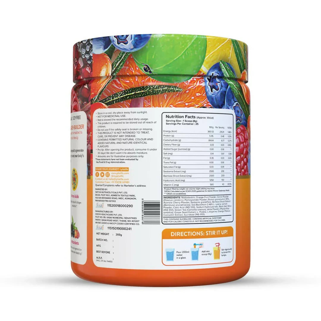 PLIX The Plant Fix Wholefood Collagen Builder Powder for Skin - Orange -200 gm image 3