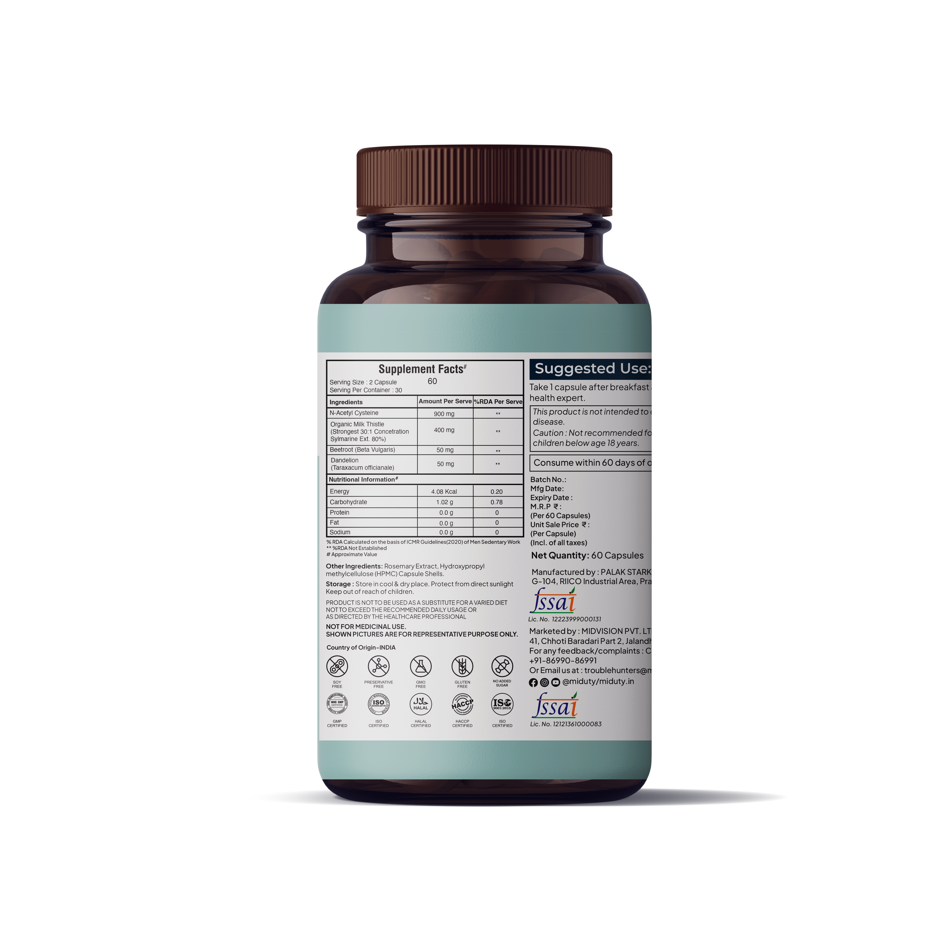 Miduty By Palak Notes Liver Detox Capsules - 60 Caps image 2