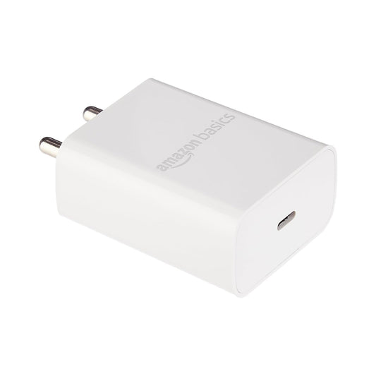 Amazon Basics 25W Compact Wall Charger | Type-C Fast Charging Adapter for Samsung, Xiaomi Phones