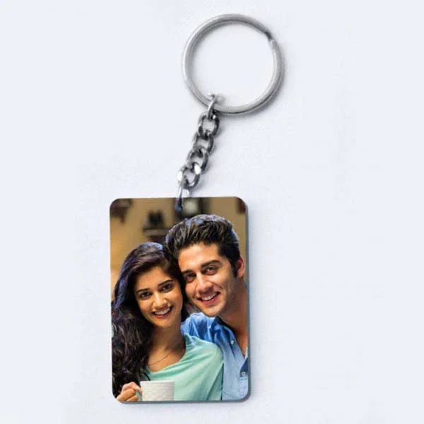 One Sided Personalised Photo Keychain Customised with Photo Unique Birthday Key Chain (Multicolour)