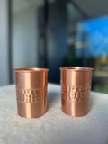 Half Hammer And Half Plain Copper Water Glass - 300 ml - Pack of 2 image 2