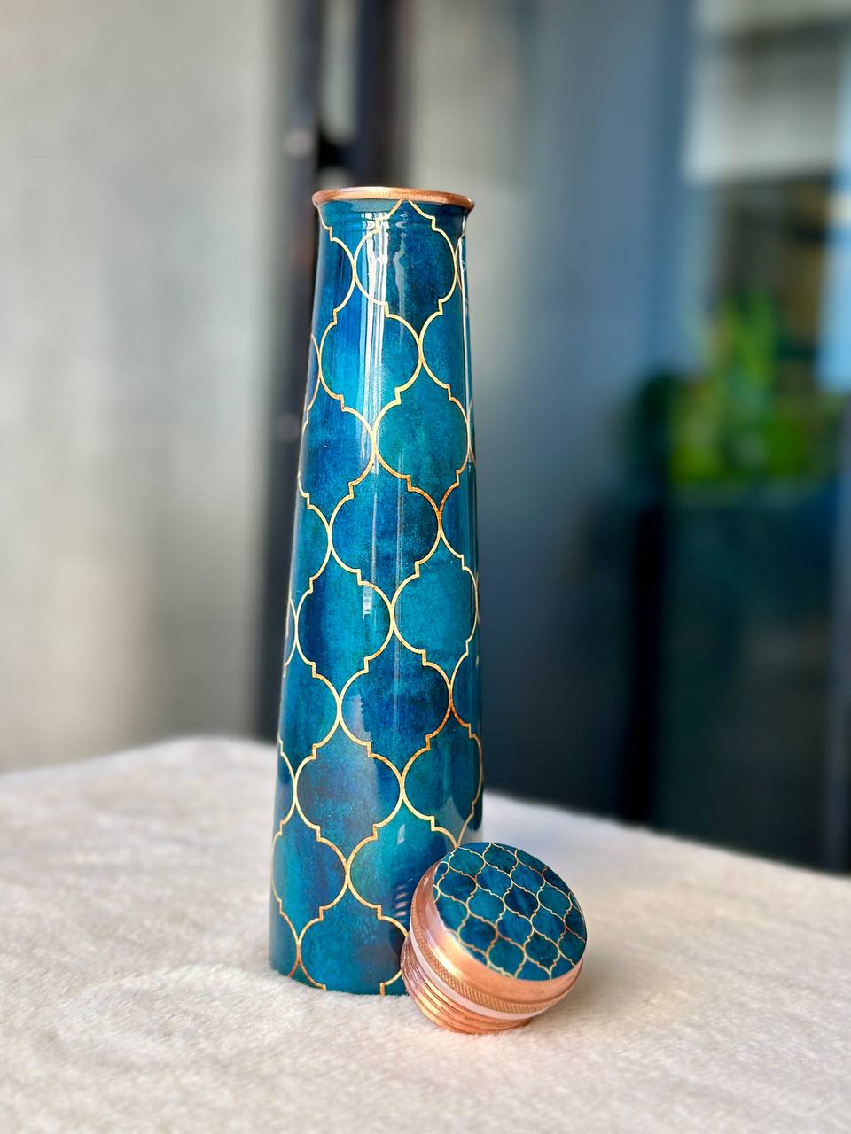 Meenakari Print Tower Copper Water Bottle – 1L | Leak-Proof, Ayurvedic-Inspired Design image 4