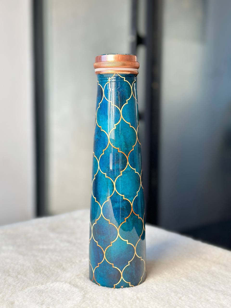 Meenakari Print Tower Copper Water Bottle – 1L | Leak-Proof, Ayurvedic-Inspired Design image 3