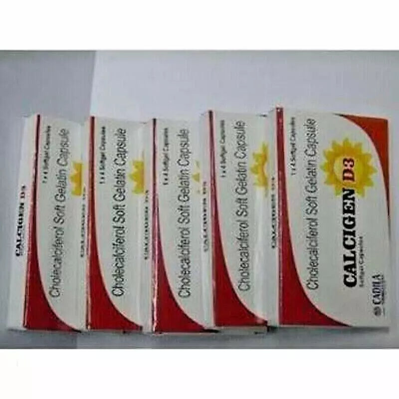 CADILA Calcigen D3 (Vitamin D3 - Cholecalciferol) 60000 IU - Pack of 5 * 8 Capsules image 3